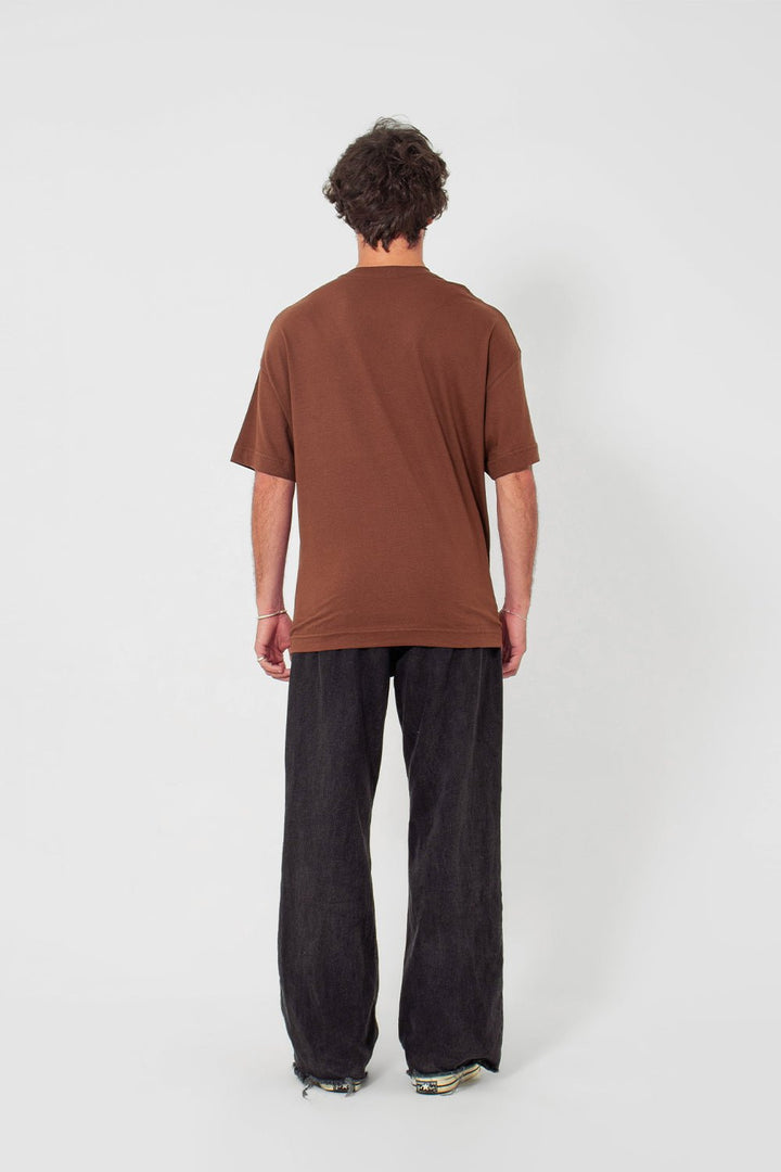 Camiseta Oversized Básica Lisa - Marrom - Urban Scars