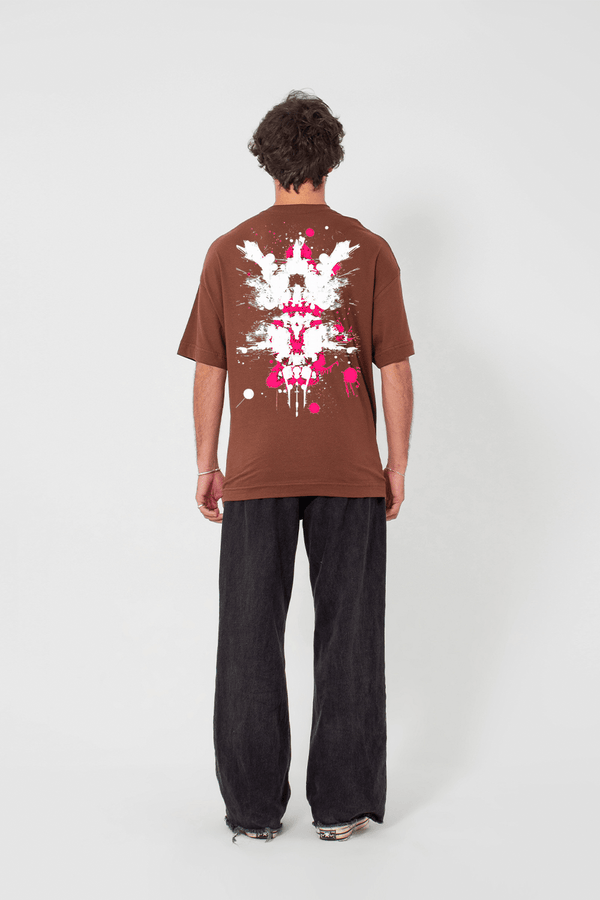 Camiseta Oversized Básica - Pink Beast - Marrom - Urban Scars