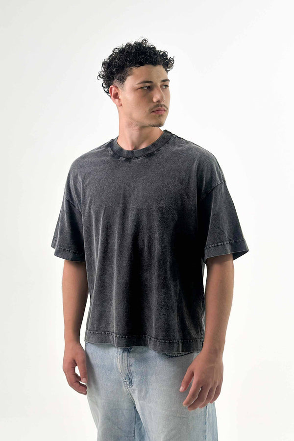 Camiseta Oversized Boxy Lisa - Preta Marmorizada - Urban Scars