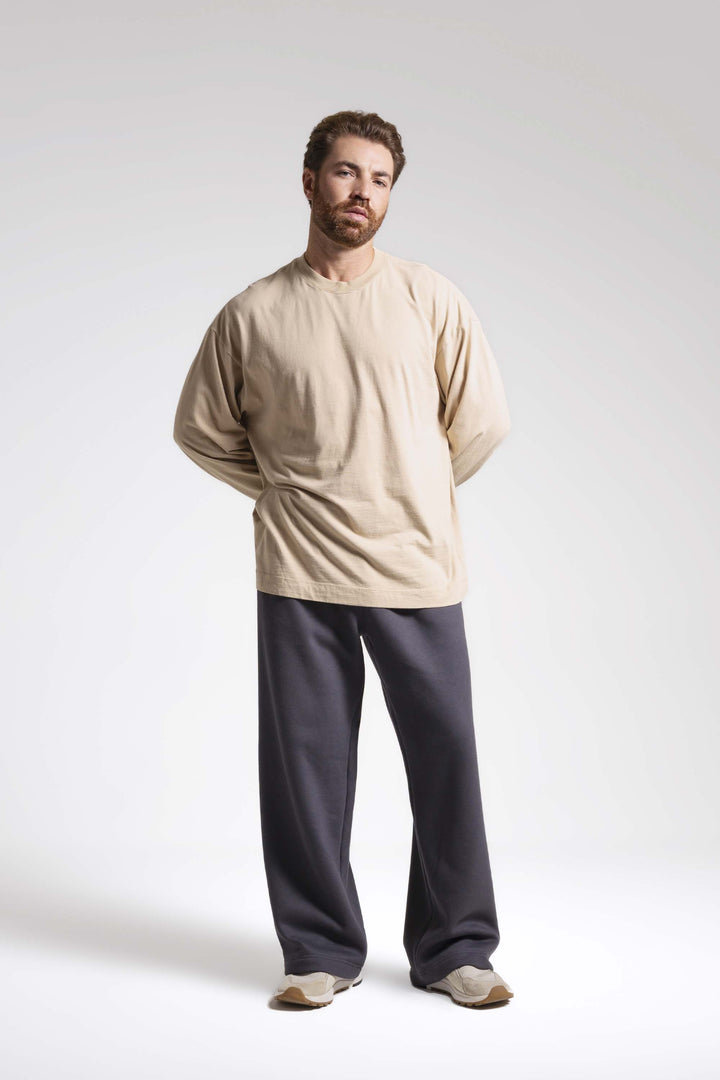 Camiseta Oversized Manga Longa - Bege Folhagem - Urban Scars