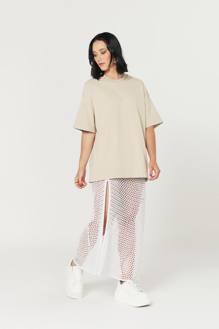 Camiseta Oversized Prime Lisa - Areia - Urban Scars