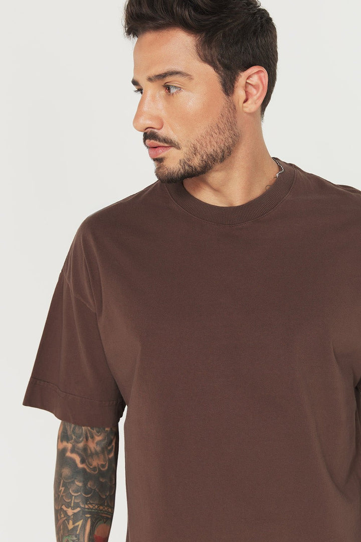 Camiseta Oversized Prime Lisa - Café - Urban Scars