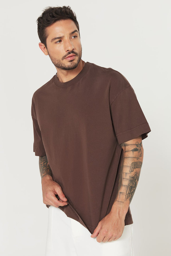 Camiseta Oversized Prime Lisa - Café - Urban Scars