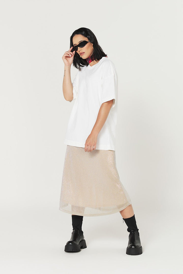 Camiseta Oversized Prime Lisa - Off White - Urban Scars