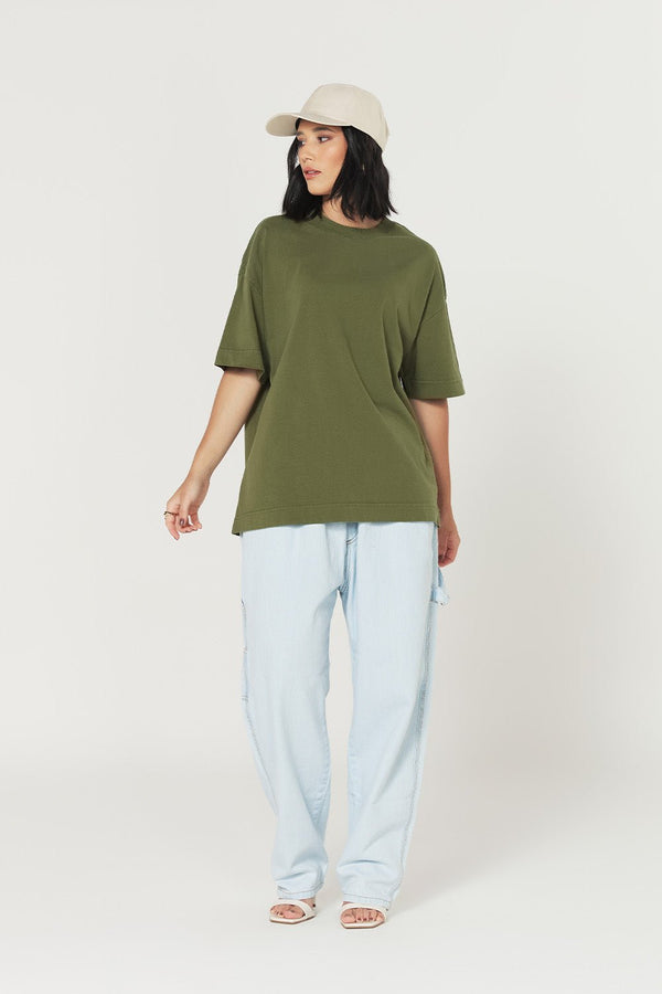 Camiseta Oversized Prime Lisa - Verde Oliva - Urban Scars