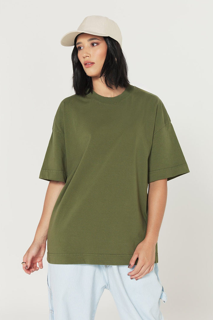 Camiseta Oversized Prime Lisa - Verde Oliva - Urban Scars