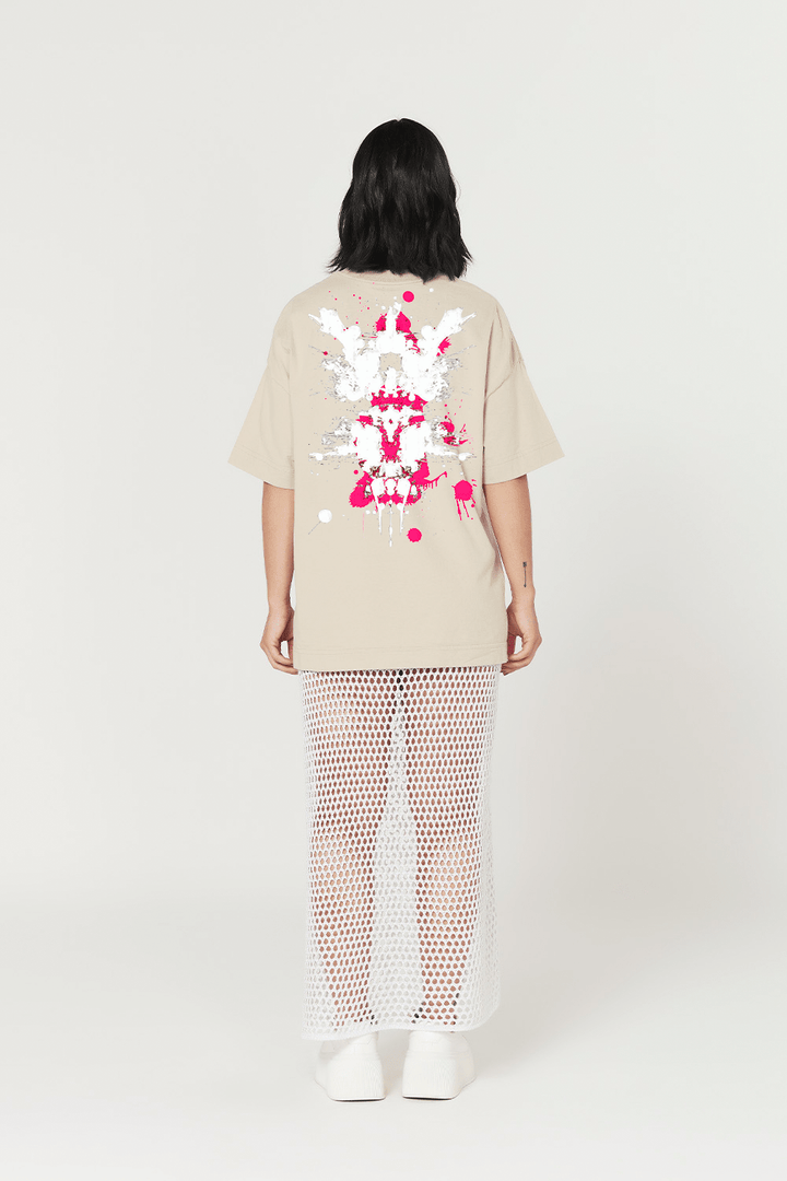 Camiseta Oversized Prime - Pink Beast - Areia - Urban Scars
