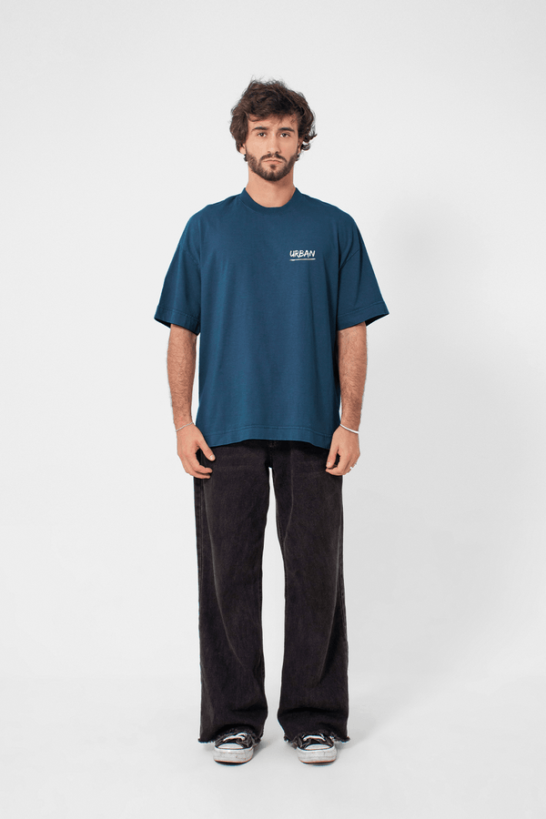 Camiseta Oversized Prime Urban Minimal - Azul Petróleo - Urban Scars