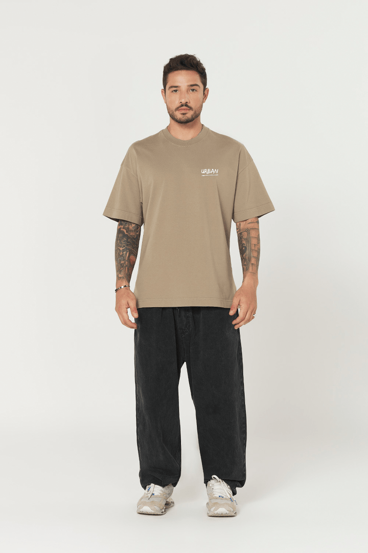 Camiseta Oversized Prime Urban Minimal - Bege - Urban Scars