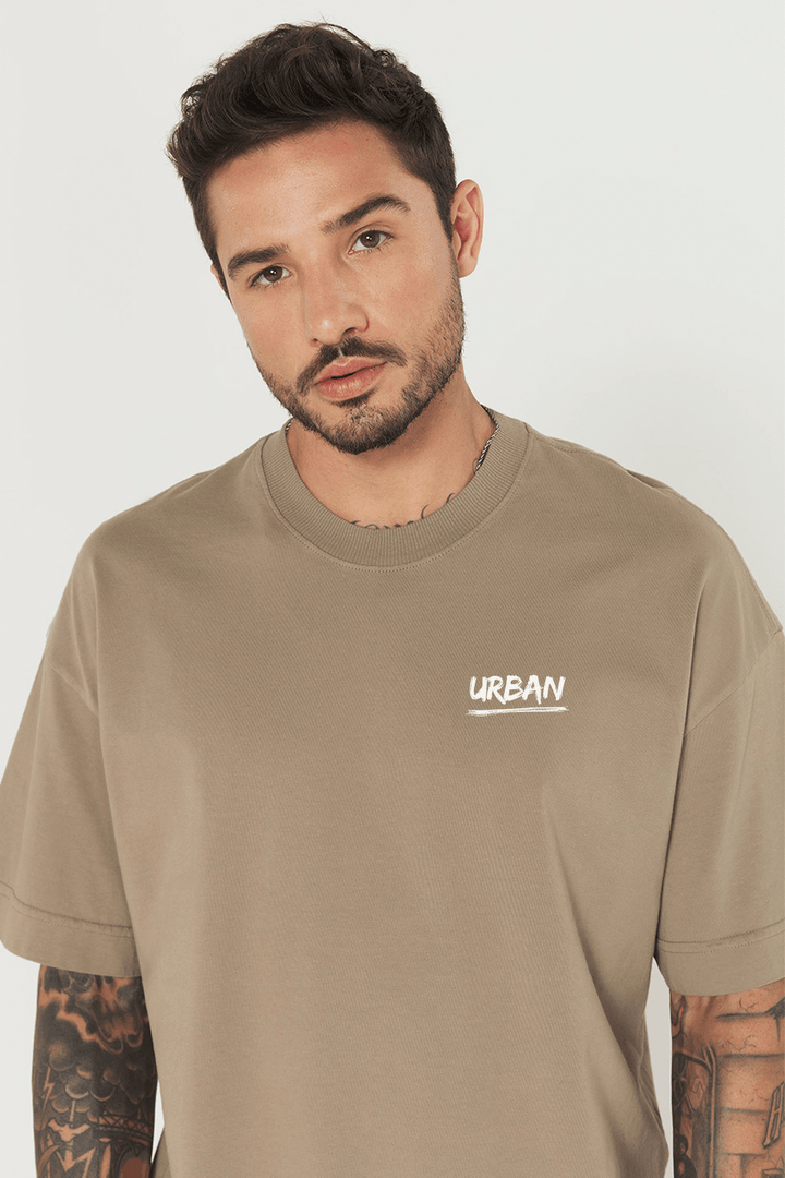 Camiseta Oversized Prime Urban Minimal - Bege - Urban Scars
