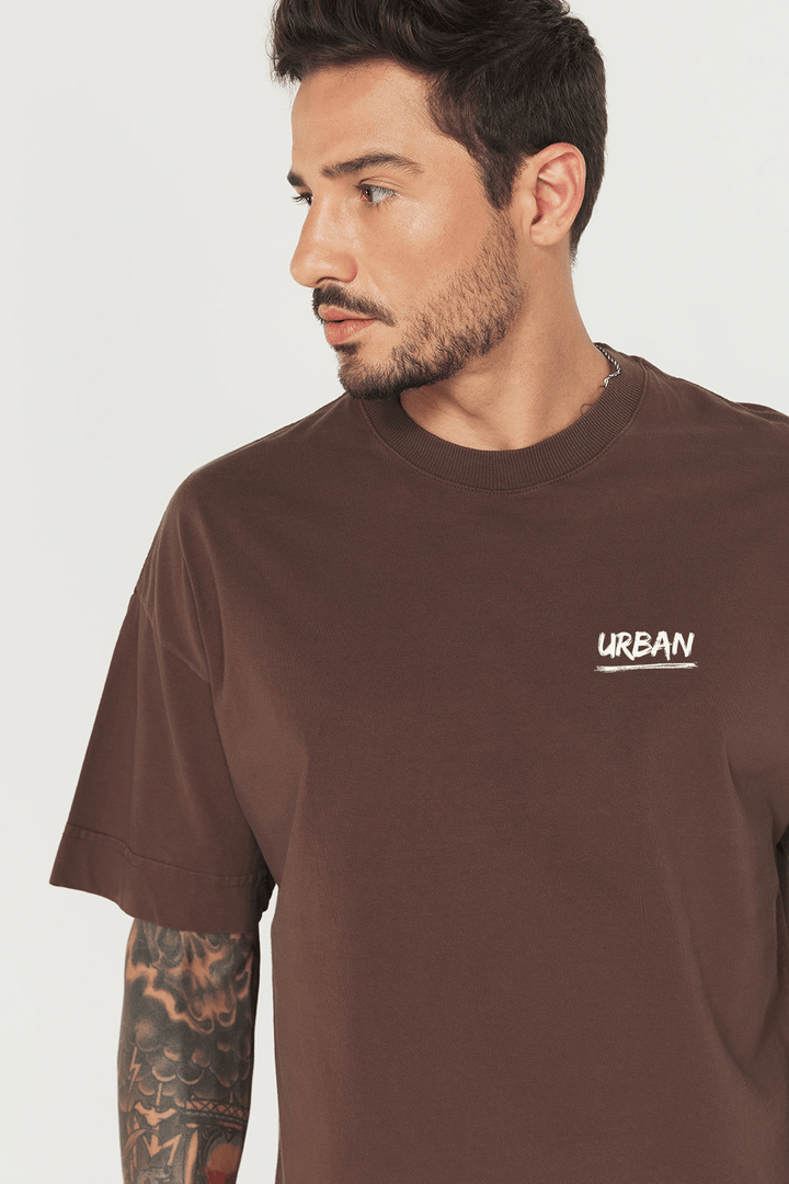 Camiseta Oversized Prime Urban Minimal - Café - Urban Scars