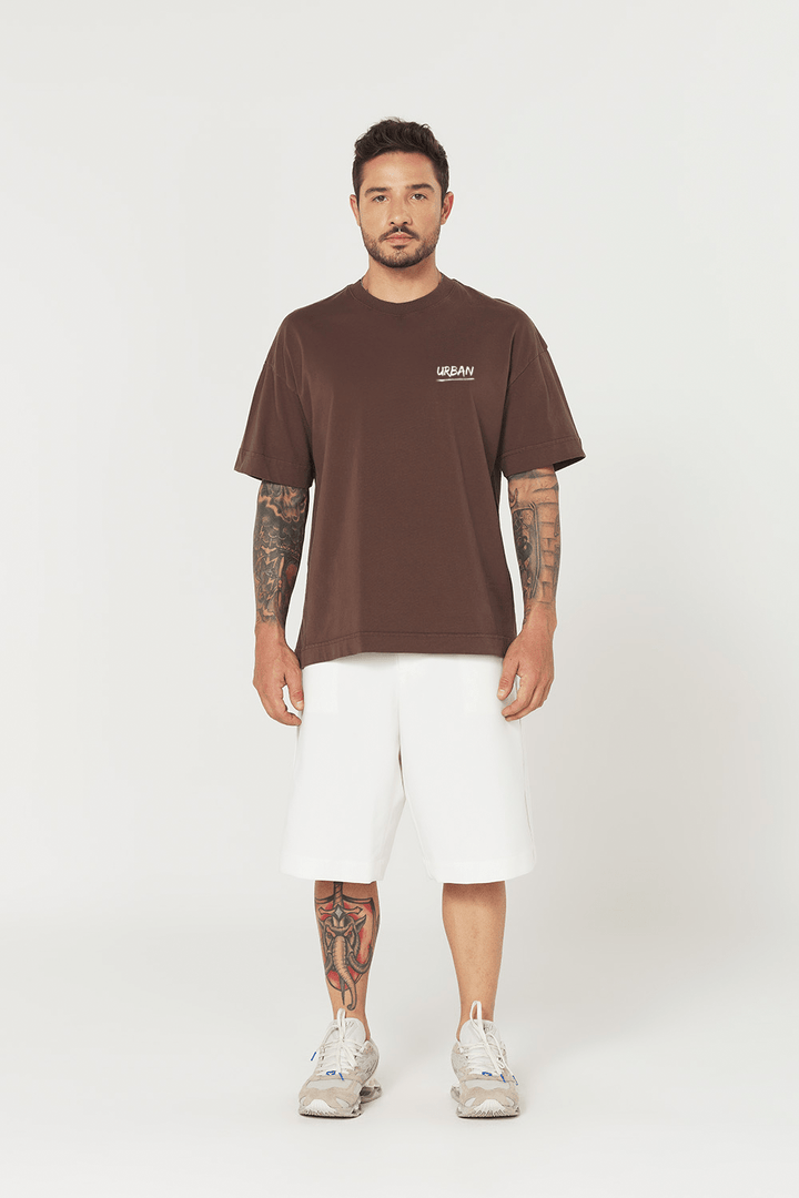 Camiseta Oversized Prime Urban Minimal - Café - Urban Scars