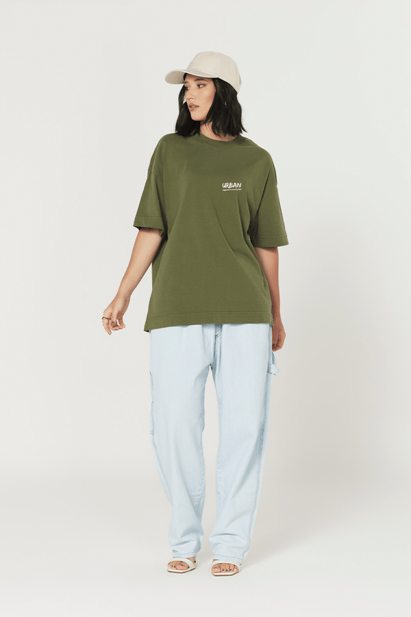 Camiseta Oversized Prime Urban Minimal - Verde Oliva - Urban Scars
