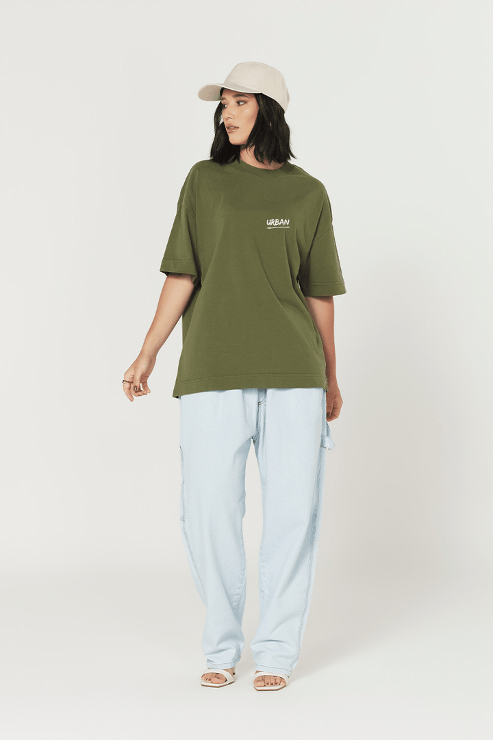 Camiseta Oversized Prime Urban Minimal - Verde Oliva - Urban Scars
